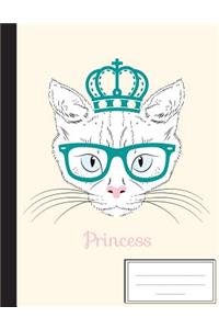 Princess White Cat with Crown Glass