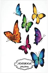 Notebook Journal Dot-grid, Colorful Butterflies