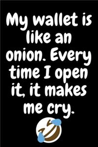 My wallet is like an onion. Every time I open it, it makes me cry.