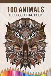 100 Animals Adult Coloring Book