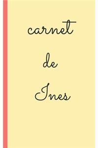 carnet de Ines carnet ligné personnalisé avec prenom pour ecrire et prise de note 2020, carnet de notes livret, agenda, répertoire, cahier, calepin