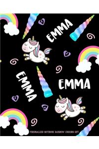 Emma Personalized Notebook Rainbow Unicorn Gift