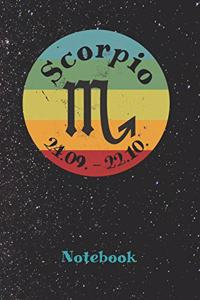 Zodiac Sign Scorpio Retro Notebook