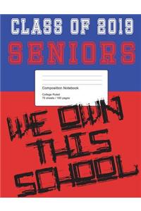Class of 2019 Red and Blue Composition Notebook