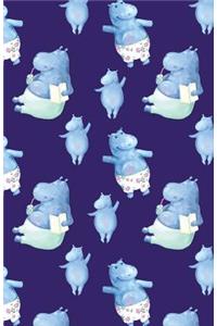 Journal Notebook Cute Hippos Pattern Purple