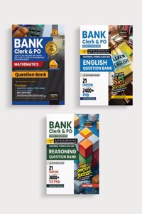 Examcart Bank Clerk & PO Maths, Reasoning & English Question Bank For all 2024 Bank Exams in English (3 Books Combo)