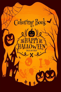 coloring book Happy Halloween trick or treat