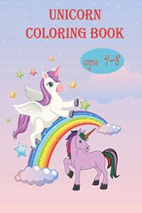 Unicorn coloring book for ages 4-8