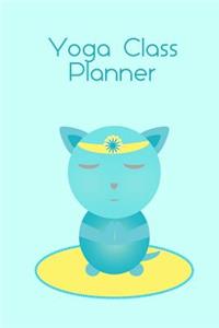 Yoga Class Planner Turquoise Cat Meditating