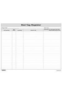 5S Red Tag Register Form