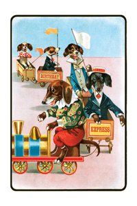 Dachshunds on a Train - Birthday Greeting Card