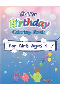 Happy Birthday Coloring Book for Girls Ages 4-7