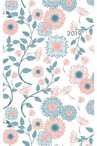 2019: Weekly Pocket Planner 2019 Calendar Organizer Agenda (January to December) Pink Teal Floral