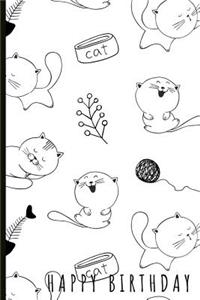 Happy Birthday: Cat Themed Birthday Journal and Memories Book, Can Be Used as a Guestbook and Keepsake