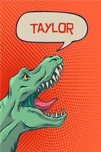 Taylor: Personalized Dino Isometric Dot Paper Notebook 120 Pages 6x9