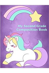 My Second Grade Composition Book: Unicorn Design / Dot Grid Journal Paper