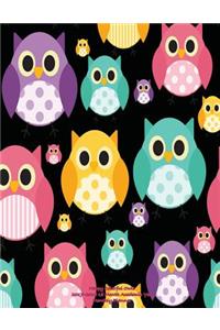 Happy Colorful Owls 2017-2018 18 Month Academic Year Monthly Planner