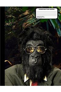 Gorilla in Glasses & Suit Composition Notebook College Ruled 200 Pages / 100 Sheets, 8-1/2