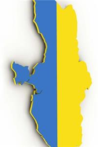 The Flag of Ukraine Filled into a Ukrainian Country Map Outline Map