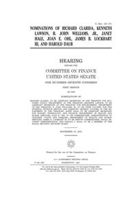 Nominations of Richard Clarida, Kenneth Lawson, B. John Williams, Jr., Janet Hale, Joan E. Ohl, James B. Lockhart III, and Harold Daub
