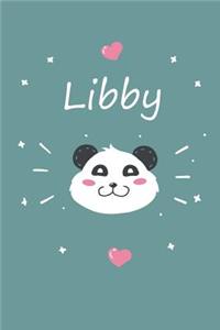 Libby: A cute personalized panda notebook/ diary for girls and women, with 100 lined pages in 6x9 inch format. Personal Diary Personalized Journal Customiz