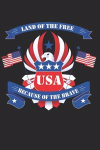 Land Of The Free Because Of The Brave: Bald Eagle United States of America Lined Notebook (Journal, Diary)