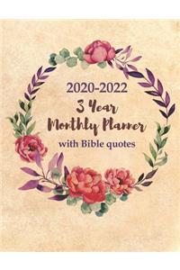 3 Year Monthly Planner 2020-2022 with Bible Quotes