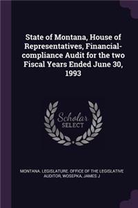 State of Montana, House of Representatives, Financial-Compliance Audit for the Two Fiscal Years Ended June 30, 1993