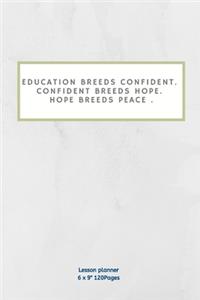 Education breeds confident. Confident breeds hope. Hope breeds peace .