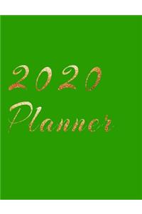 2020 Planner Weekly and Monthly Jan 1, 2020 to Dec 31, 2020 year planner gilt Auric Aureate & golden style lover Green Cover day by day scheduler agenda Weekly & Monthly Planner & planning Calendar Views