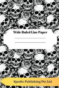 Scary Skulls Theme Wide Ruled Line Paper