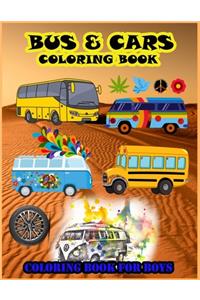 Bus & Cars Coloring Book Coloring Book For Boys
