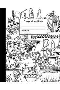 Composition Book Wide-Ruled: 120 Sheets, 240 Pages, DIY Color-Your-Own Notebook