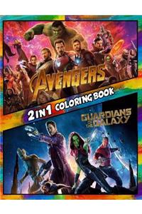 2 in 1 Coloring Book Avengers and Guardians of the Galaxy: Best Coloring Book for Children and Adults, Set 2 in 1 Coloring Book, Easy and Exciting Drawings of Your Loved Characters and Cartoons