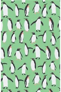 Journal Notebook Penguins in Snow Winter Pattern - Green