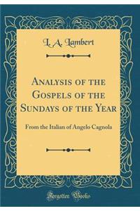 Analysis of the Gospels of the Sundays of the Year: From the Italian of Angelo Cagnola (Classic Reprint)