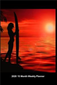 Plan On It 2020 Weekly Calendar Planner - Surfing At Sunset