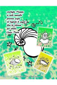 conchiglie Happy in verde smeraldo preziosa acqua 20 biglietti di auguri libro da colorare per artista Grace Divine