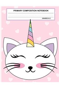 Primary Composition Notebook Grades K-2 Kawaii Kitty Cat