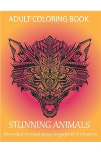 Adult coloring book stunning animals stress relieving animal unique design for adult reluxation