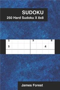 250 Hard Sudoku X 8x8: Sudoku Puzzle Book for Adults