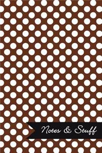 Notes & Stuff - Lined Notebook with Cocoa Brown Polka Dot Pattern Cover