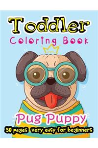 Pug Puppy Toddler Coloring Book 50 Pages very easy for beginners