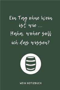 Ein Tag Ohne Wein Ist Wie ... Haha, Woher Soll Ich Das Wissen? Wein Notizbuch