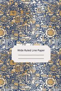 Steampunk Theme Art Wide Ruled Line Paper