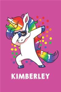 Kimberley: Personalisiertes Design Notizbuch Einhorn 120 linierte Seiten - Perfekte Geschenkidee für die Schuhe oder Weihnachten mit Vornamen DIN A5 (pink)