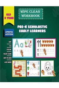 wipe clean workbook pre-k scholastic early learners old 3 year
