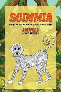 Libro da colorare per adulti per uomo - Linee spesse - Animale - Scimmia