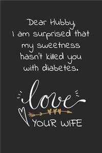 Dear hubby, I am surprised that my sweetness hasn't killed you with diabetes