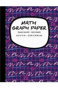 Math Graph Paper - Quad Ruled - 100 Pages - 8.5 x 11 in. - 21.59 x 27.94 cm